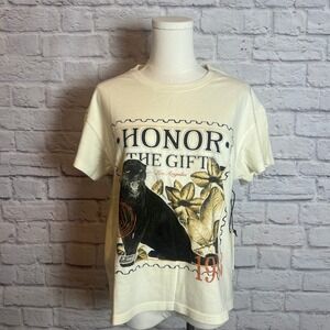 Honor The Gift Women's S Cream Graphic T-Shirt  Panther Retro Streetcore